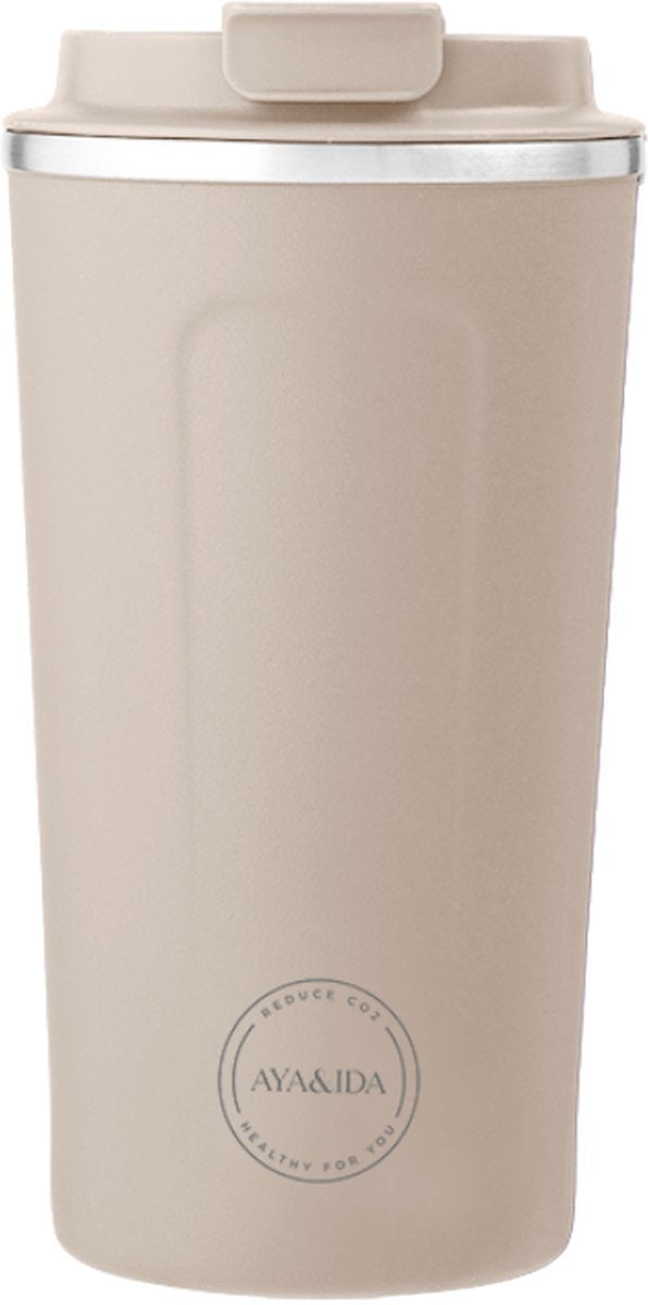 Aya ida aya ida - cup2go - taza termo - taza de café - café para llevar - taza de viaje - llévala contigo - 500ml - beige crema