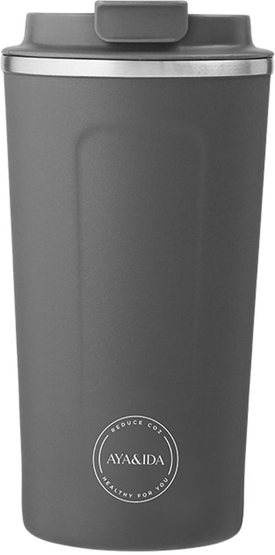 Aya ida aya ida - cup2go - thermosbeker - koffiebeker - coffee to go - reisbeker - meenemen - 500ml - dark grey