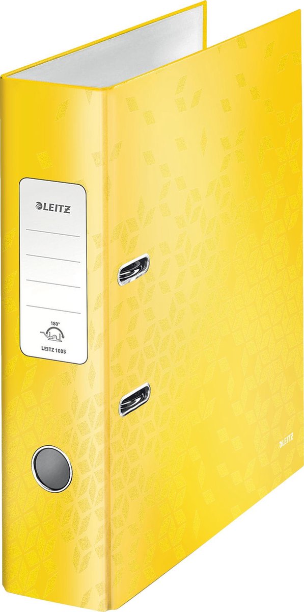 Carpeta duradera Leitz wow 180° - capacidad de 600 hojas A4 - ancho de lomo 80 mm - amarillo
