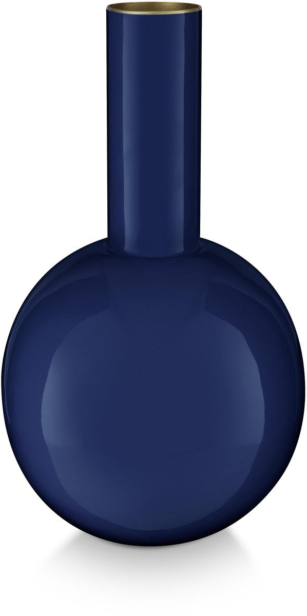 Jarrón Pip Studio - florero de metal - azul oscuro - 15x26cm