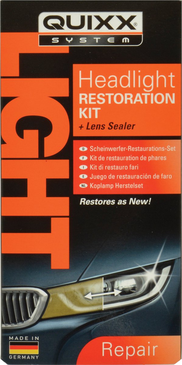 Kit de restauración de faros Quixx - restaura faros amarillentos mate - elimina rayones y oxidación - apto para todos los automóviles