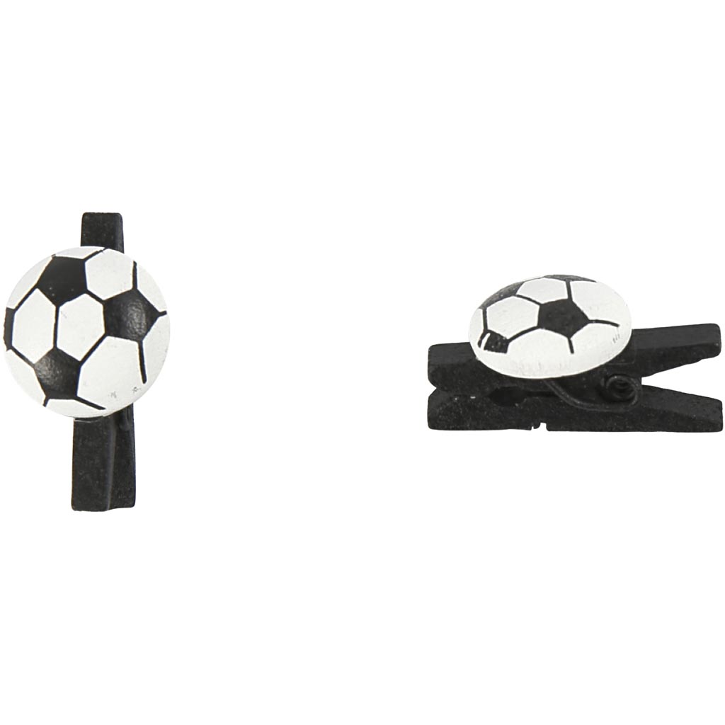 Molletta aziendale Creativ con pallone da calcio, misura 14x25 mm, spessore 12 mm, nero, 10 pezzi 1 scatola