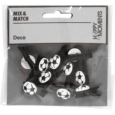 Molletta aziendale Creativ con pallone da calcio, misura 14x25 mm, spessore 12 mm, nero, 10 pezzi 1 scatola