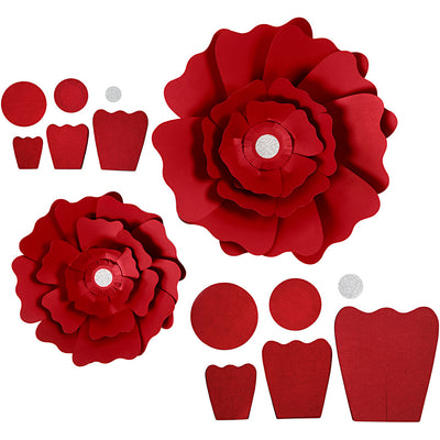 Fiori di carta Creative Company, d 15+25 cm, 230 gr, rosso, 2 pezzi 1 scatola