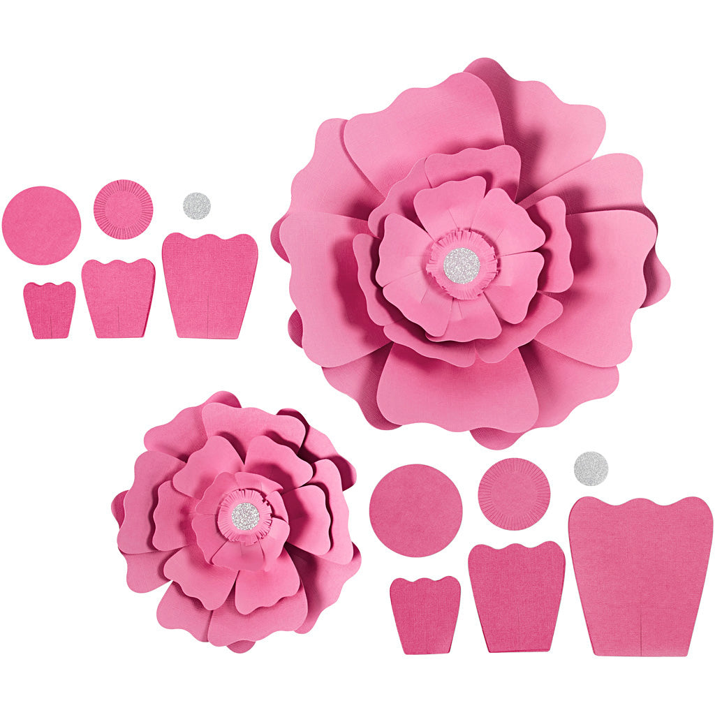 Fiori di carta Creative Company, d 15+25 cm, 230 g, rosso chiaro, 2 pezzi 1 scatola