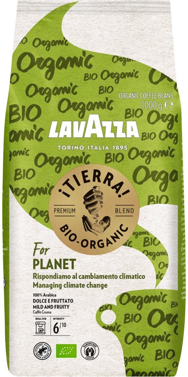 Lavazza tierra for planet caffè in grani - caffè biologico 100% arabica in grani - intensità 6 10 - 1 kg - nl-bio-01