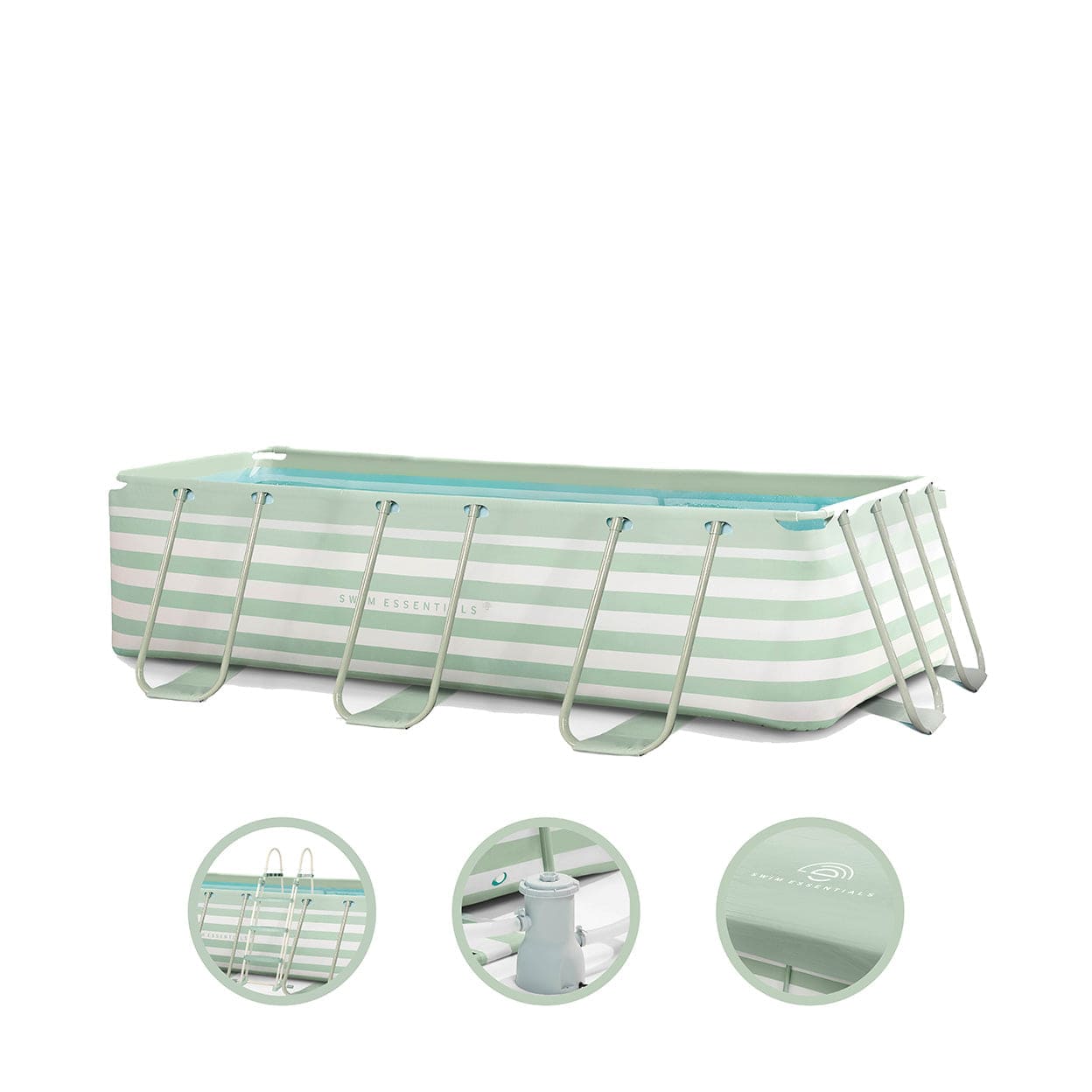 Essence | groen wit opzet zwembad 400x200x100 cm incl. accessoires
