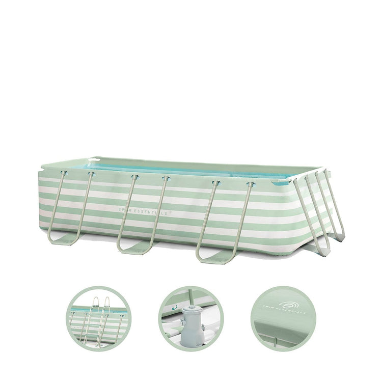 Essence | groen wit opzet zwembad 400x200x100 cm incl. accessoires