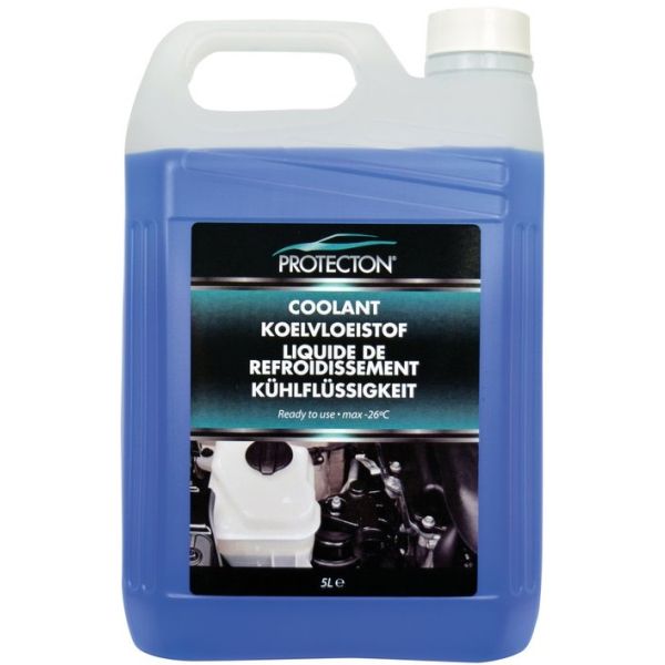 Protecton koelvloeistof kant klaar - geeft bescherming tot -26°c - beschermt het hele jaar door -tast geen lak, rubber of metaal aan - veilig voor radiator - voorkomt kalk- en schuimvorming - 5 liter