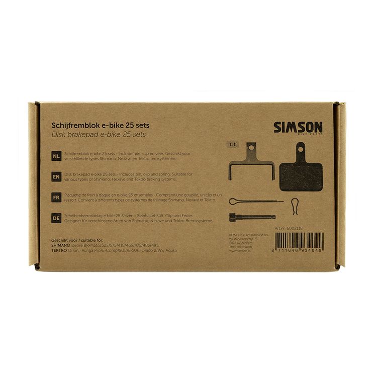 Pastillas de freno de disco Simson e-bike (25 uds)