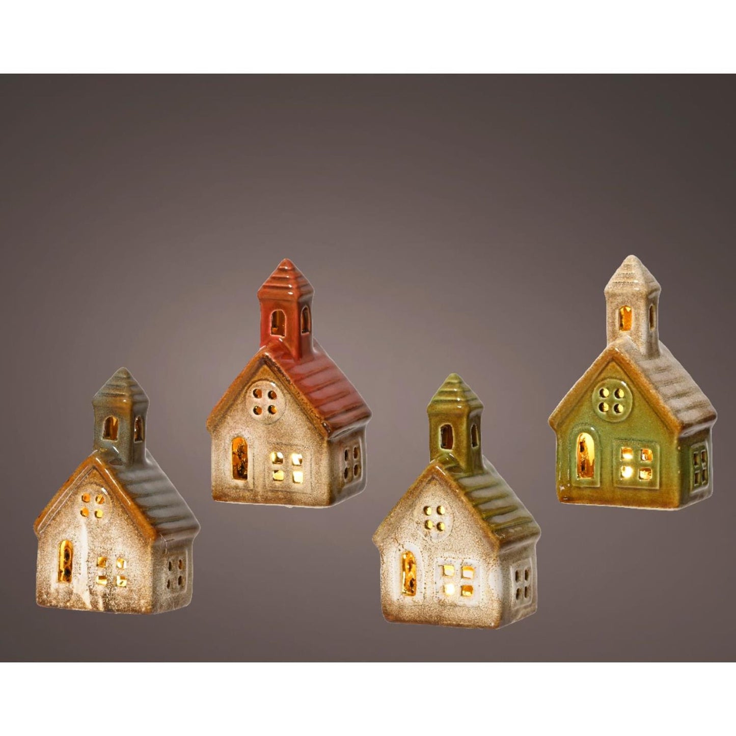 Casetta in ceramica Lumineo con LED 13x7,5x5,5cm