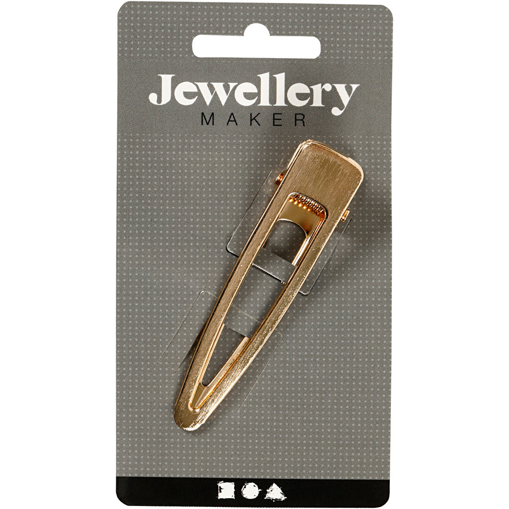 Fermagli per capelli Creativ Company, L: 75 mm, L: 16 mm, placcato oro, 1 pezzo