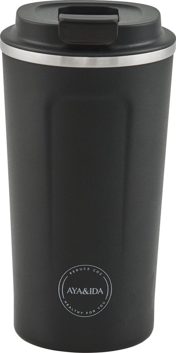 Aya ida aya ida - cup2go - thermosbeker - koffiebeker - coffee to go - reisbeker - meenemen - 500ml - matte black