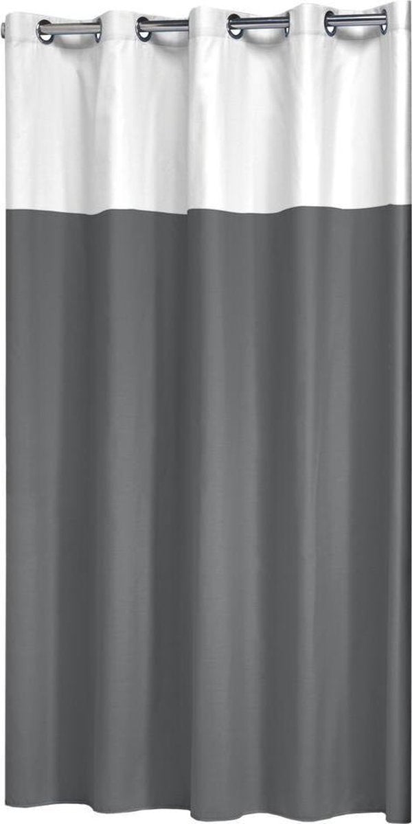 Cortina de ducha doble Sealskin 180x200 cm - algodón poliéster - gris