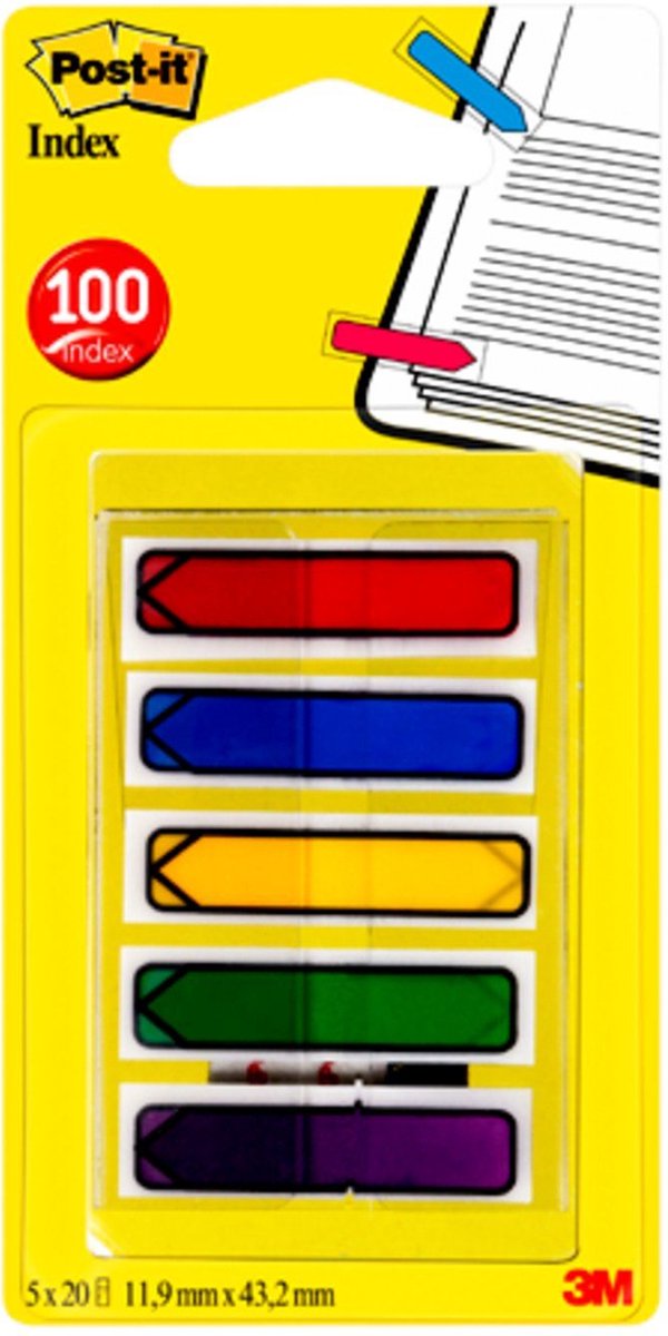 Cinta índice banderas flecha 3m rojo azul amarillo verde reposicionable escribible