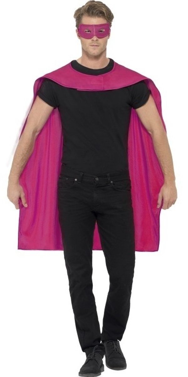 Capa Smiffys rosa con antifaz