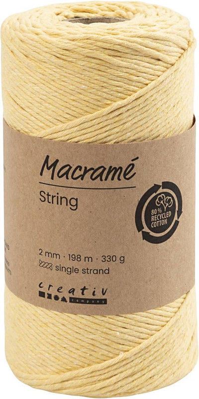 Creative Company Macrame Cord Light Yellow, 198m