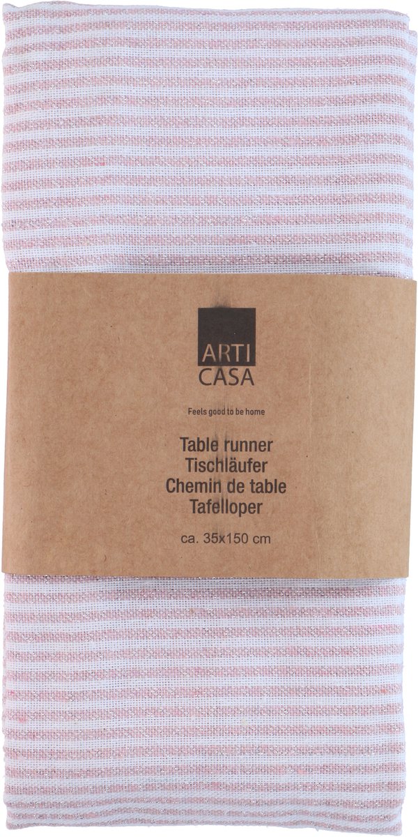 Runner da tavolo Arti casa 35x150 cm - runner da tavolo a righe rosa - runner da tavolo per tavolo da pranzo - decorazione da tavolo allungata - rosa e bianco