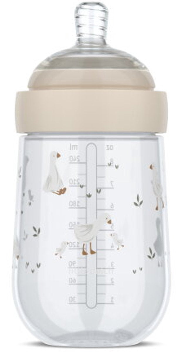 Mepal mio baby bottle little dutch - 240 ml - anti-colic - spiral design prevents clogging - medical grade silicone - little goose
