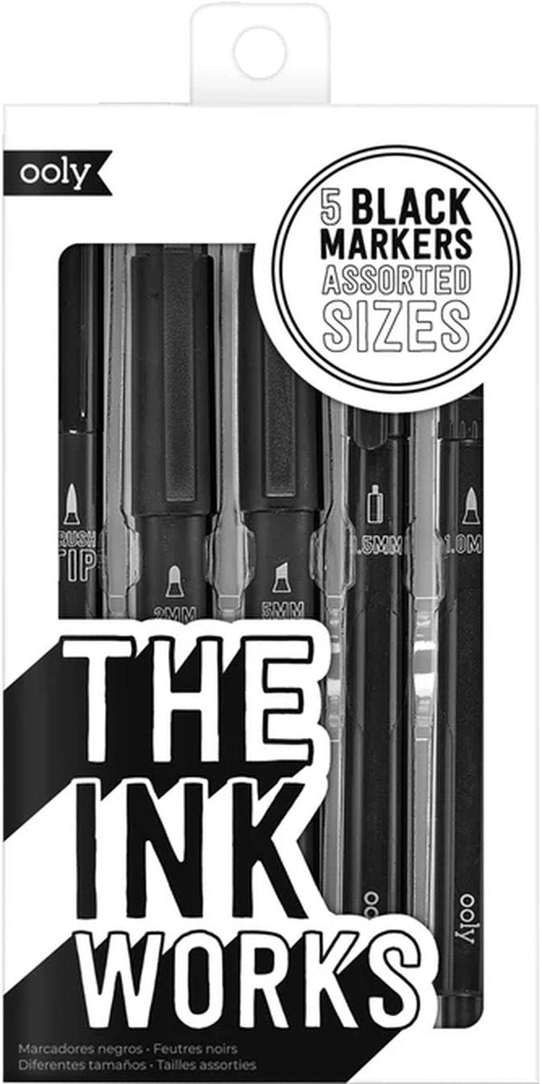 Ooly - the ink works - pennarelli a inchiostro nero con 5 punte diverse
