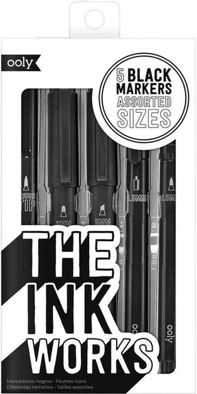 Ooly - the ink works - rotuladores de tinta negra con 5 puntas diferentes