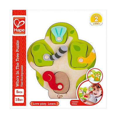 Hape wie zit er in de boom vormenpuzzel - 5dlg.