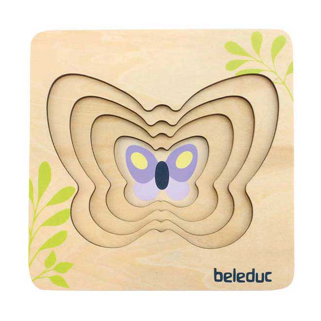 Farfalla puzzle a strati di legno Beleduc