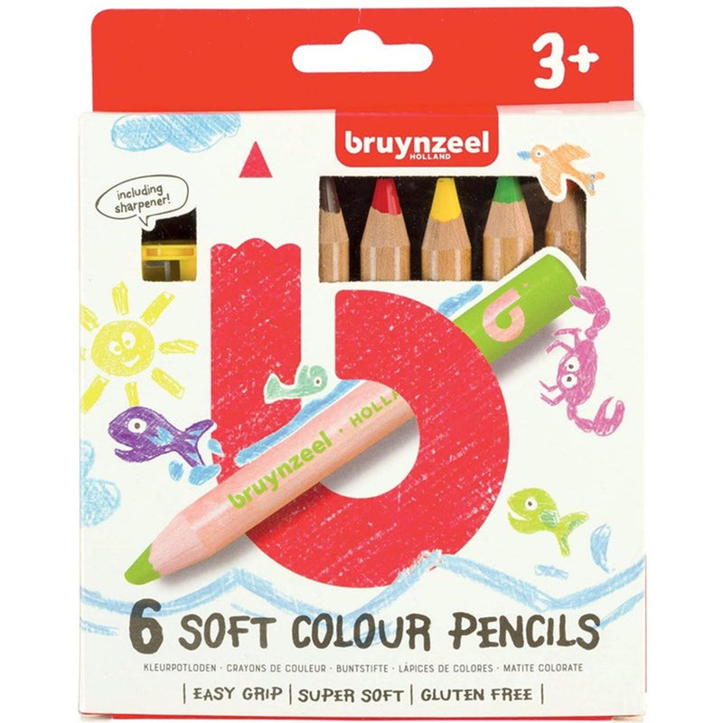 Bruynzeel Kids Soft Colorated Pencils, 6st.