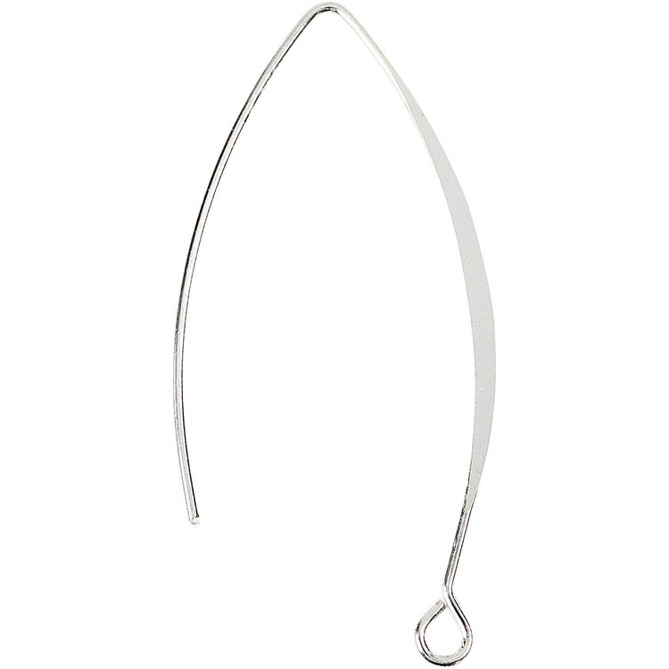 Creativ company earring, h: 42 mm, hole size 2 mm, silver plated, 30 pieces 1 box