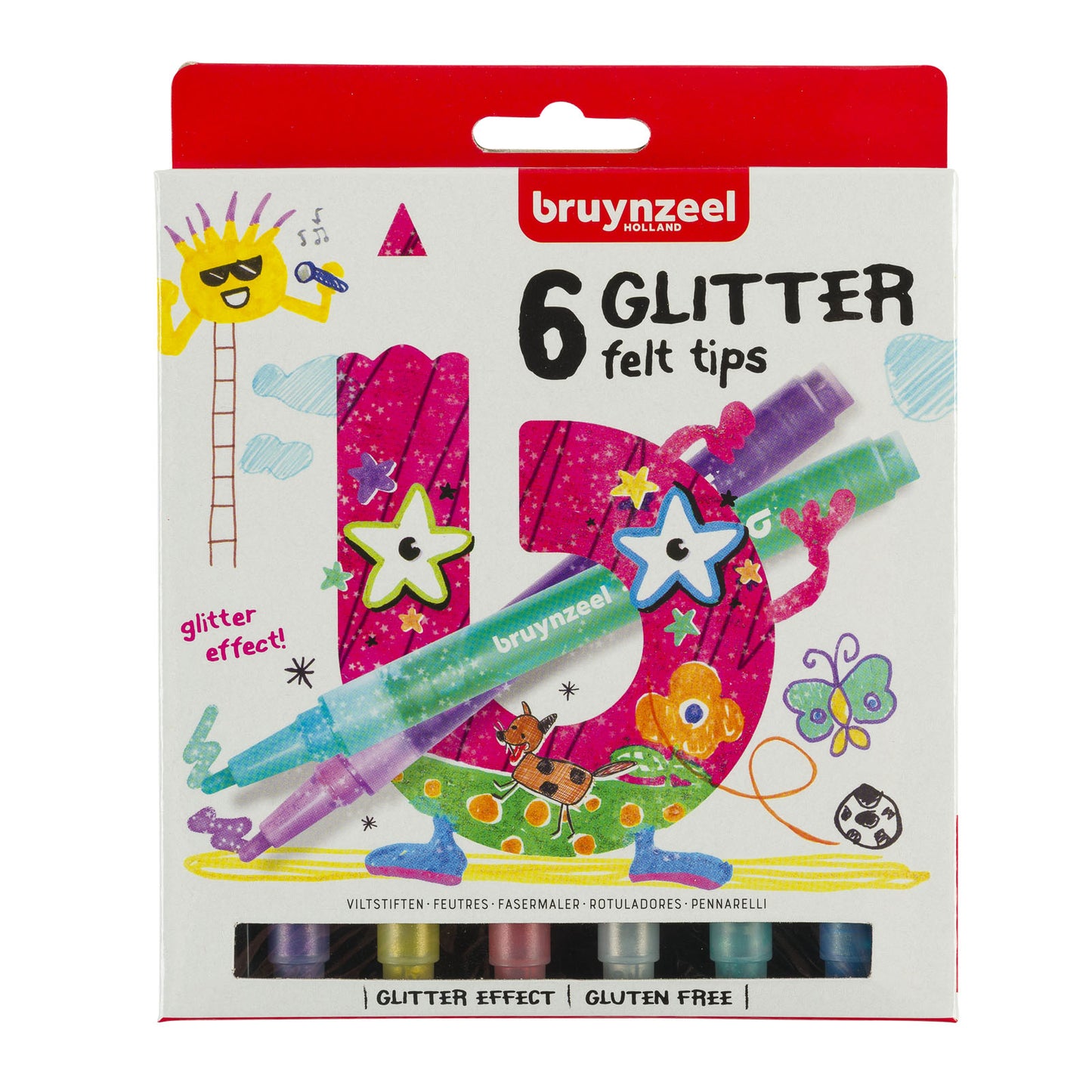 Bruynzeel Kids Glitter Felt -Tip Penne, 6st.