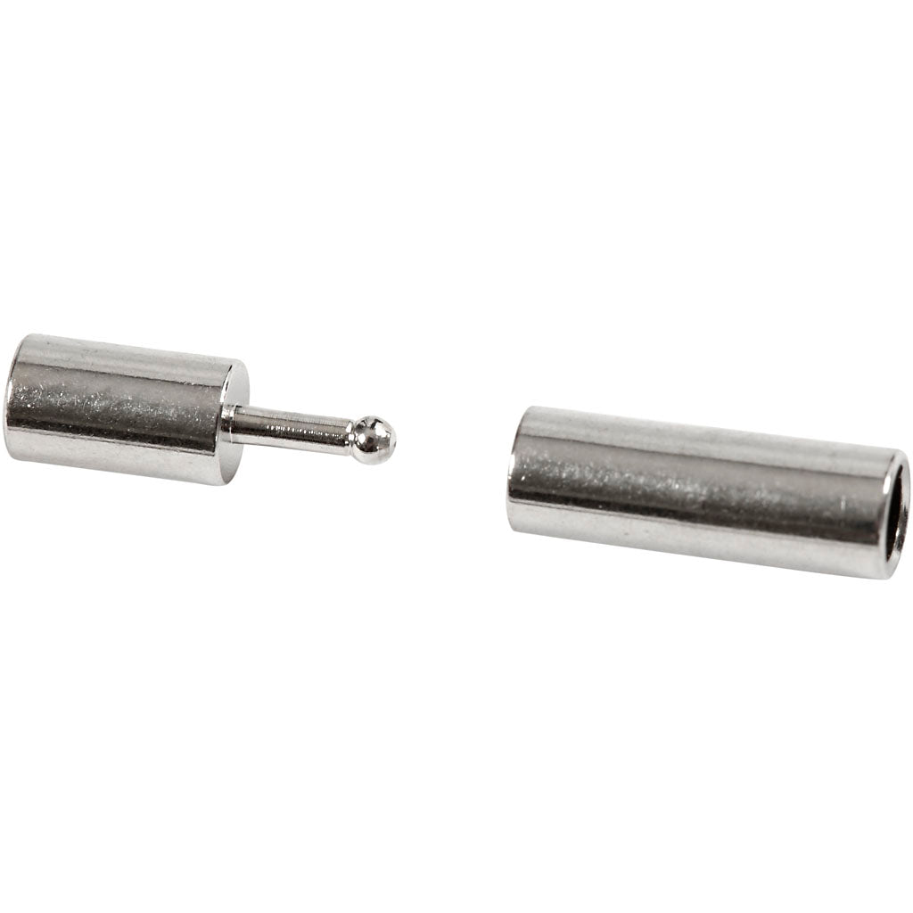 Creativ company magnetic closure, size 3x14 mm, hole size 2 mm, silver plated, 40 pieces 1 box