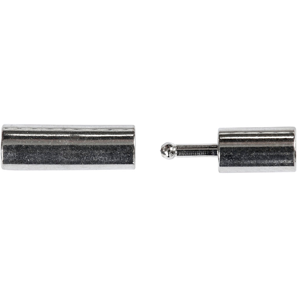 Creativ company magnetic closure, size 3x14 mm, hole size 2 mm, silver plated, 40 pieces 1 box