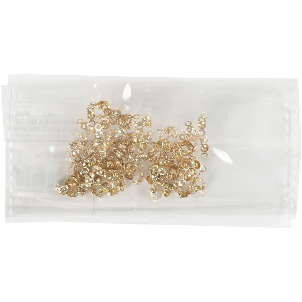 Creativ Company Kalot, L: 8 mm, D 3 mm, Gilded, 100 piece 1 box