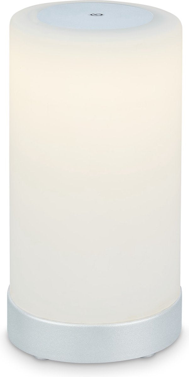 Briloner - lama - lámpara de mesa led a batería - regulable - lámpara de mesa led de cristal - inalámbrica - función táctil - 3.300k - blanco cálido - cromo blanco mate - 245x125 mm (hxd)