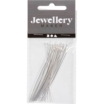 Spilla per testa Creativ Company, l: 60 mm, placcata in argento, 20 pezzi 1 scatola