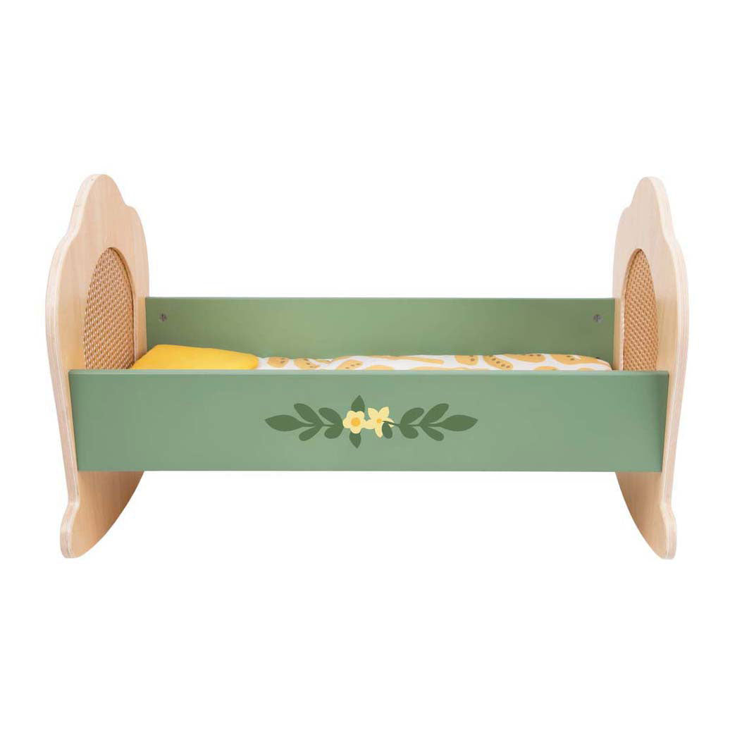 Culla per bambole in legno vintage del mondo classico