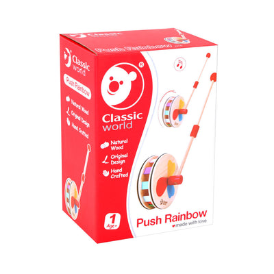 Classic World World World Wooden Push Figura Rainbow Wheel
