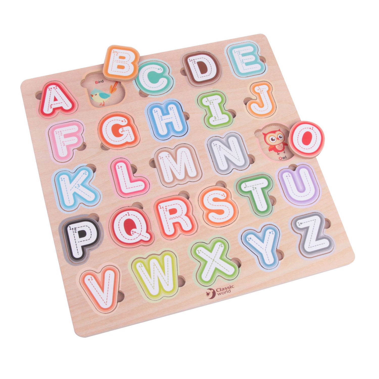 Alphabeto de rompecabezas de madera mundial clásico mundial, 27º.