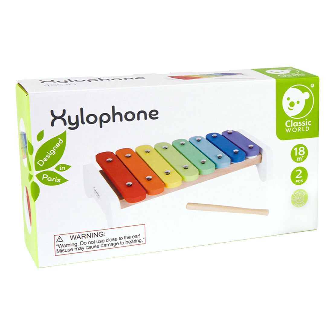 Xilófono de madera Classic World Rainbow, 2 uds.