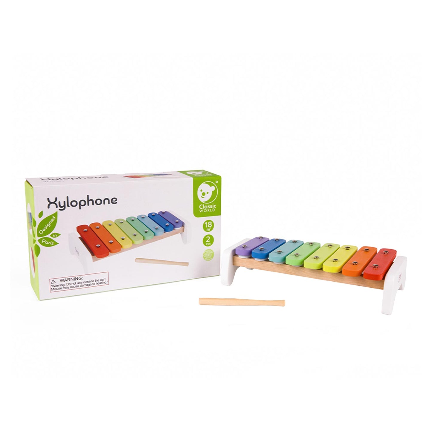 Xilófono de madera Classic World Rainbow, 2 uds.