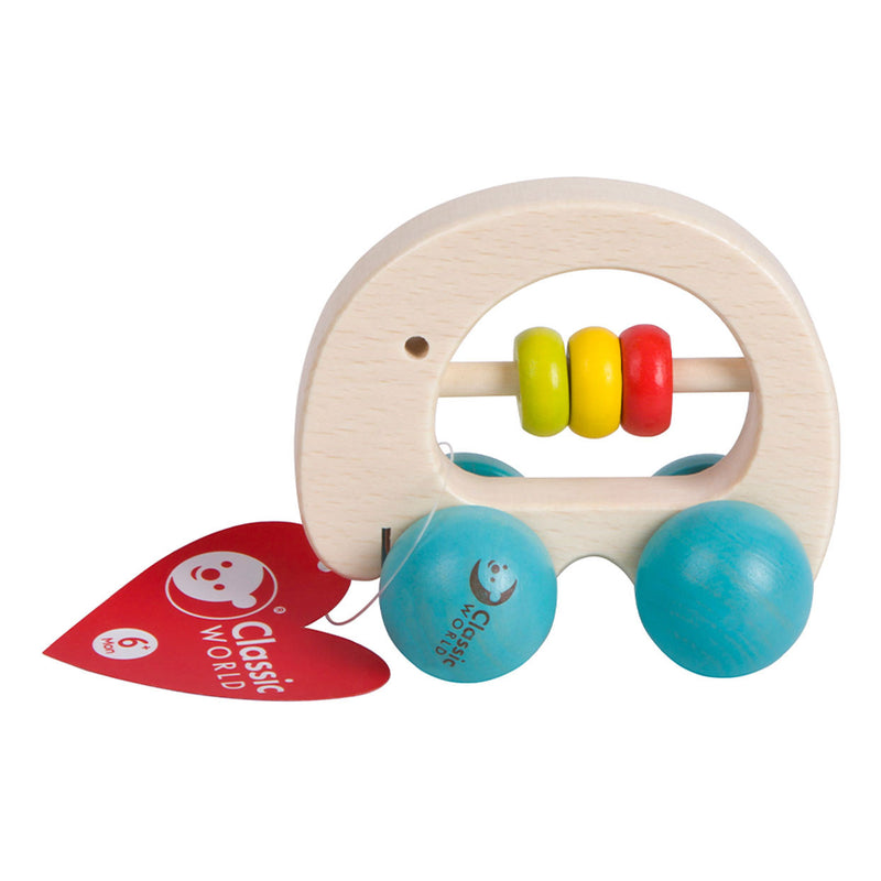 Classic World World Wooden Ratel Elephant con ruote