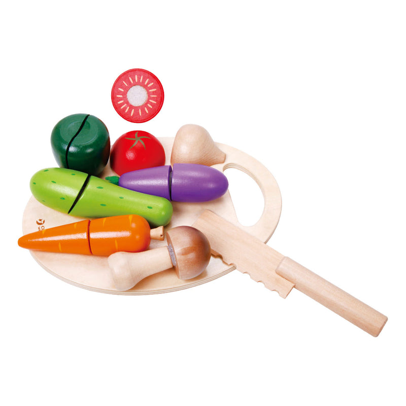 Classic World World Wooden Cutting Vegetable con cuchillo y tabla de cortar