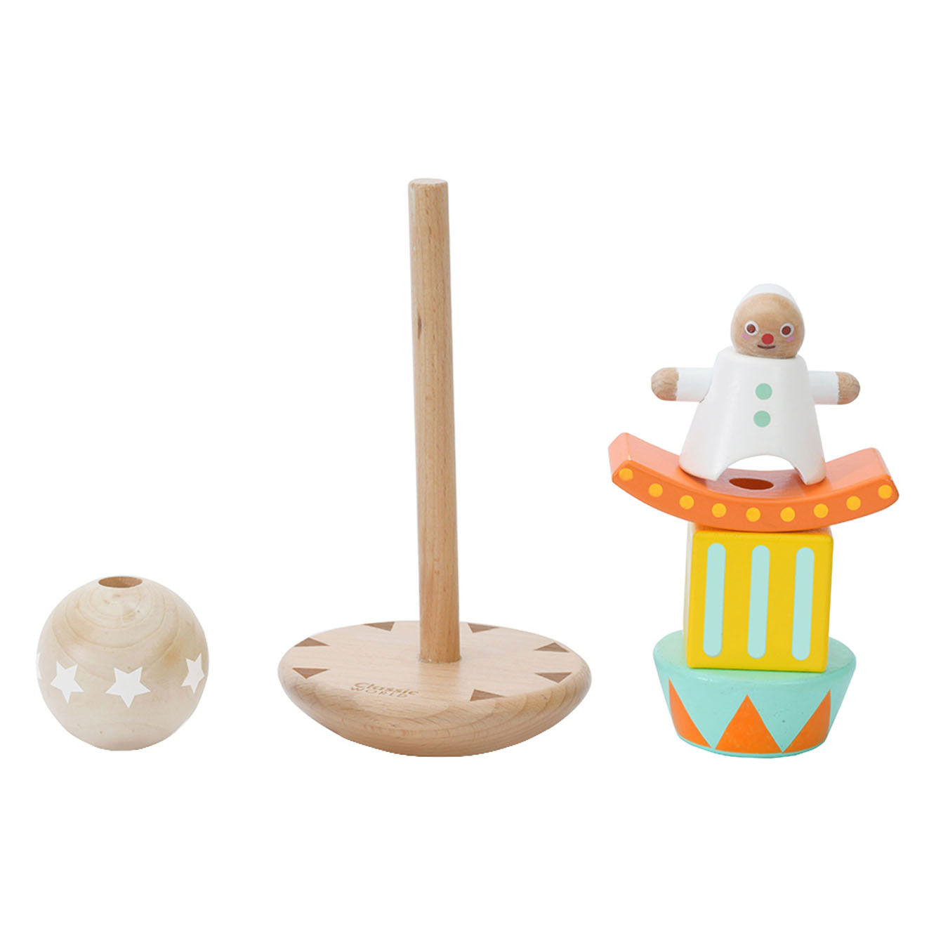 Classic World World Wooden Stack y Balanspel Clown, 6dlg.