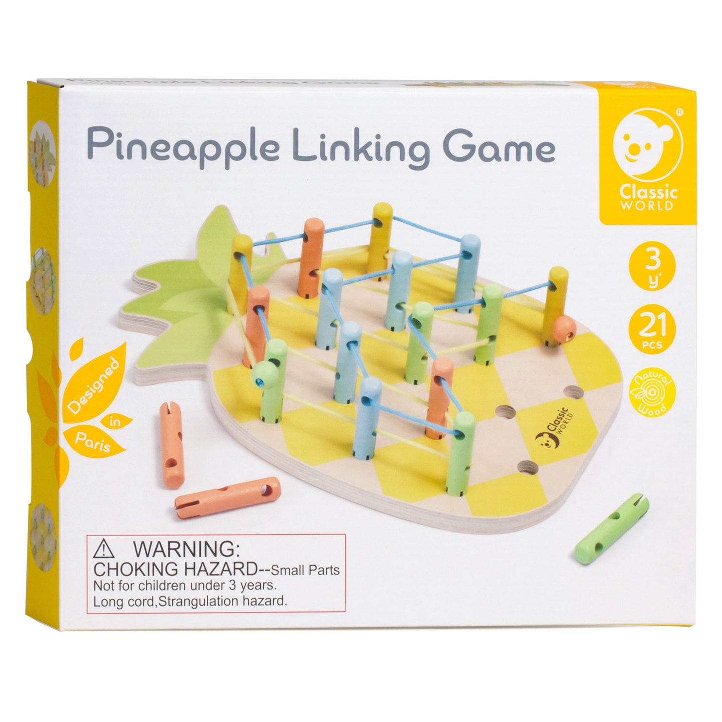 Classic World World World Wooden Piña Connecting Game, 21dlg.