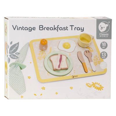 Classic World World Wood in legno Vintage Breakfast Set con vassoio, 13dlg.