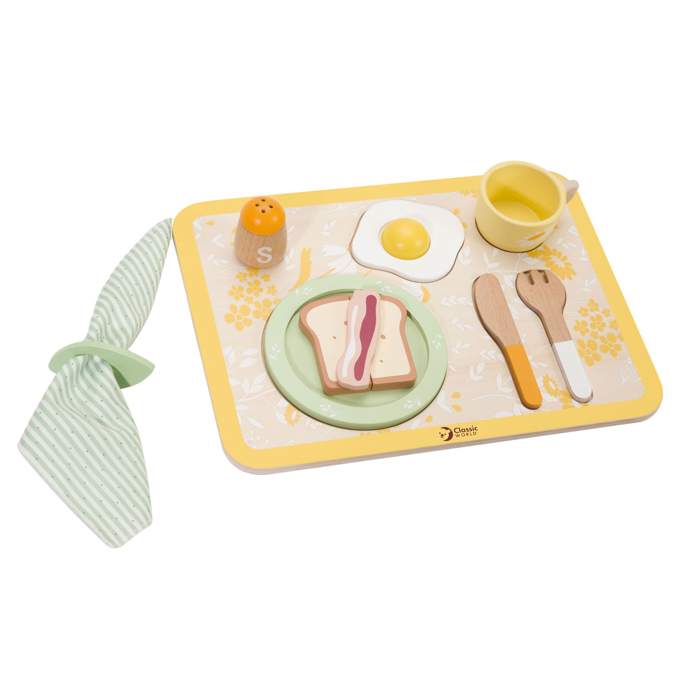 Classic World World World Wooden Breakfast Set con bandeja, 13dlg.