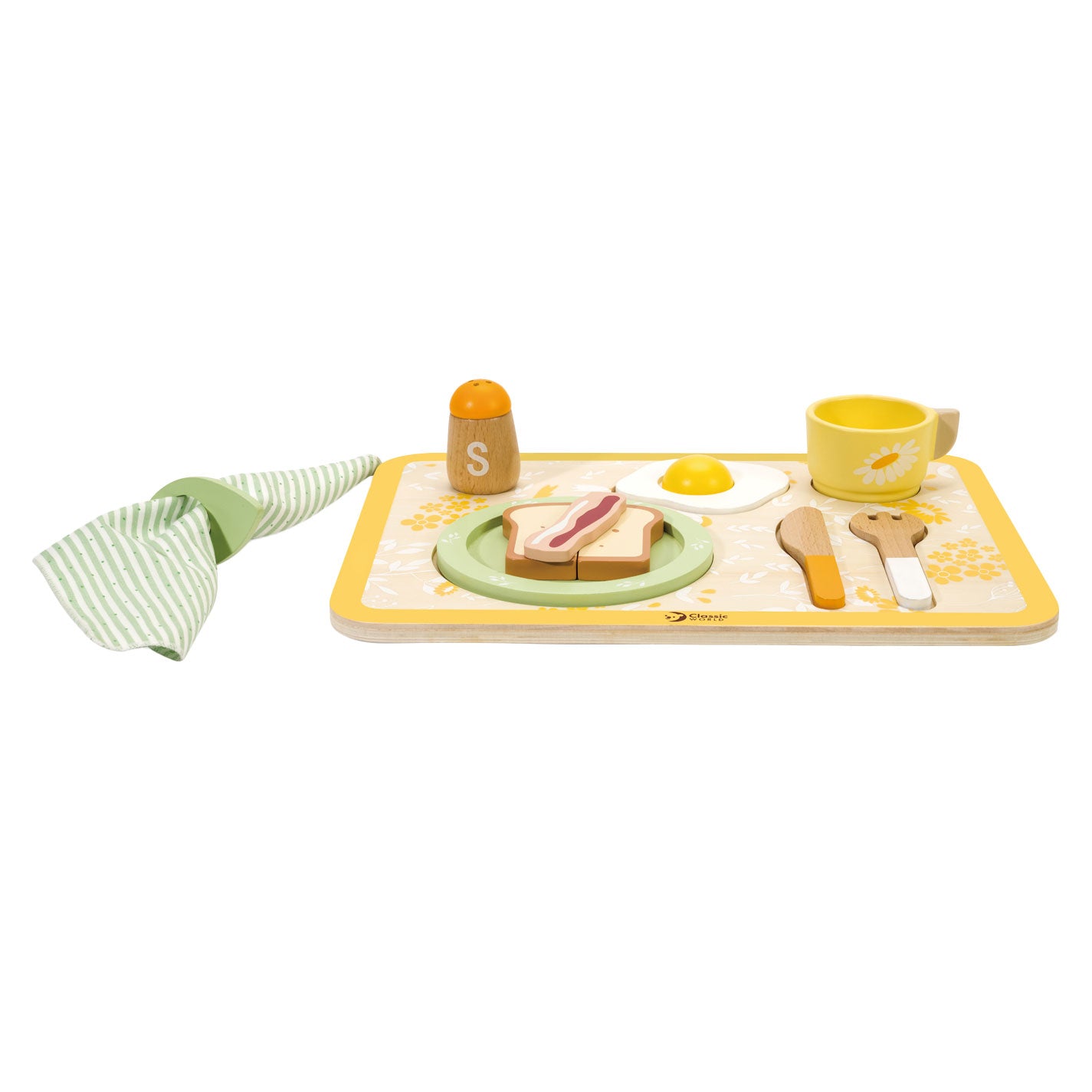 Classic World World World Wooden Breakfast Set con bandeja, 13dlg.