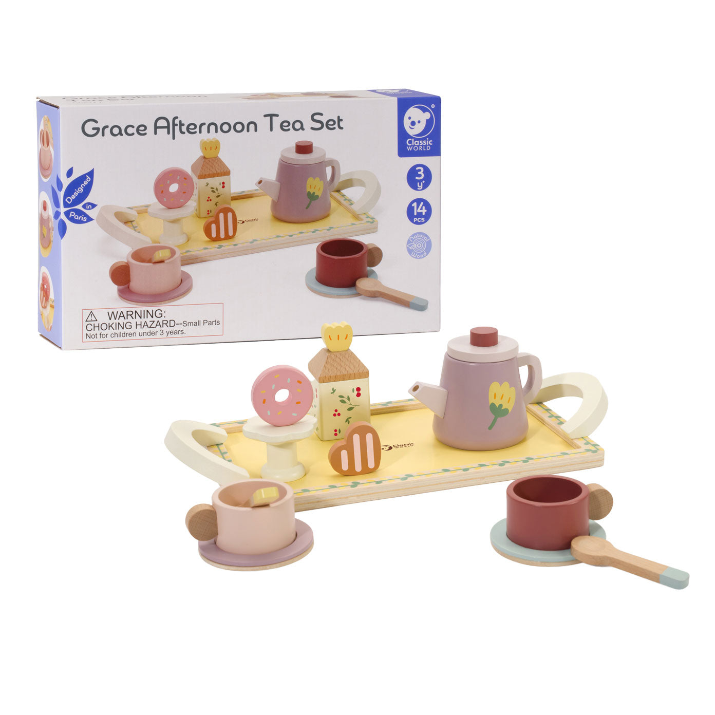 Classic World World Woodenet Grace con vassoio, 14dlg.