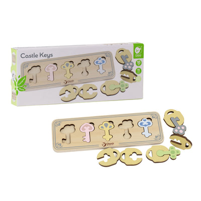 Classic World World World Wooden Castle Keys and Ditches Match Game, 13dlg.