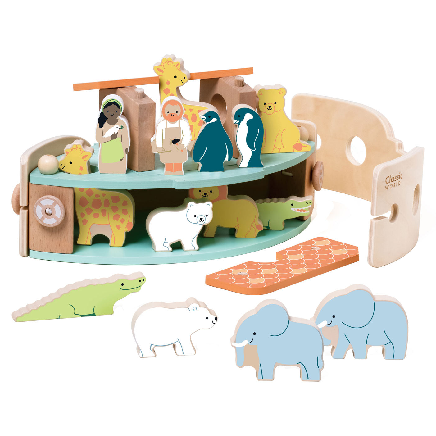 Classic World World Wooden Noah's Ark Boot Bouwset with Animals, 16dlg.
